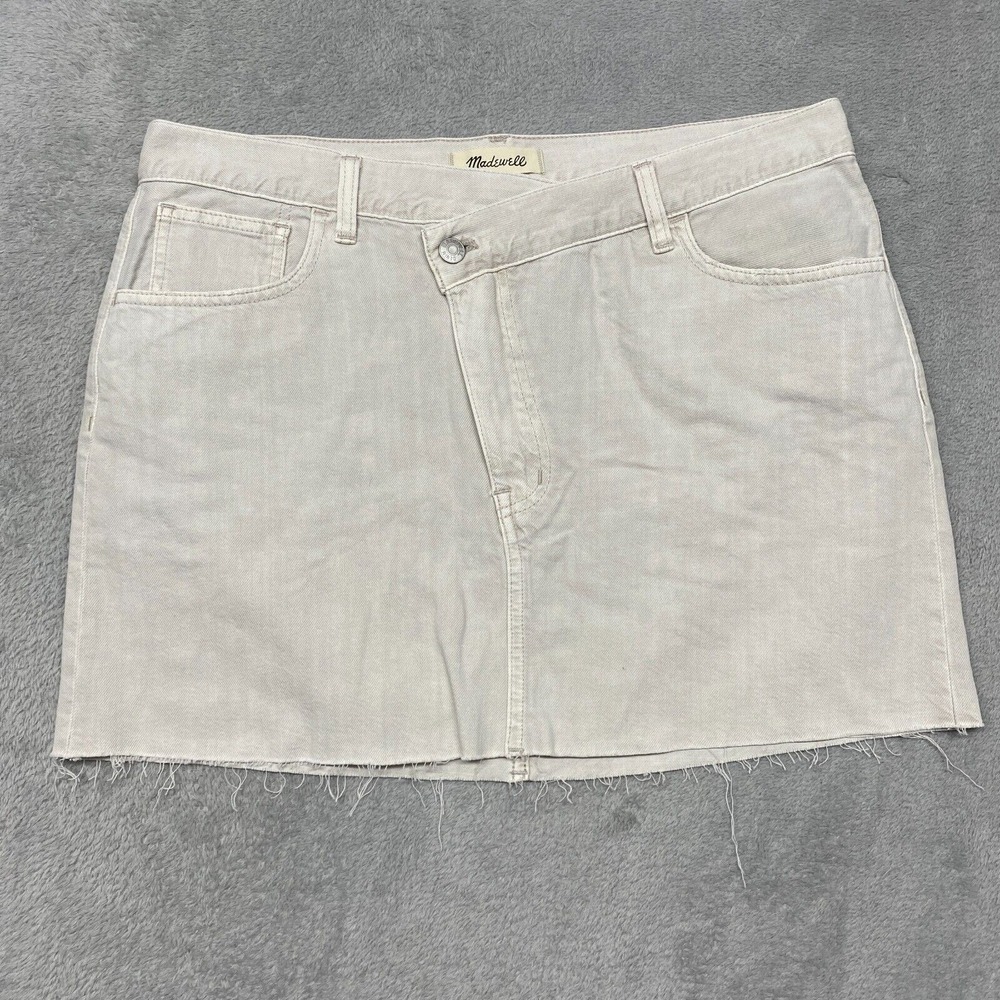 Madewell Skirt Womens 30 Ivory Denim Crossover Waist Mini Stone Cotton